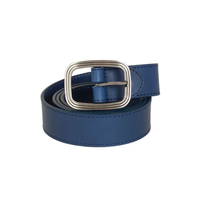 Hot Ceinture bleu avec boucle ovale Femme Ceinture Cuir Femme