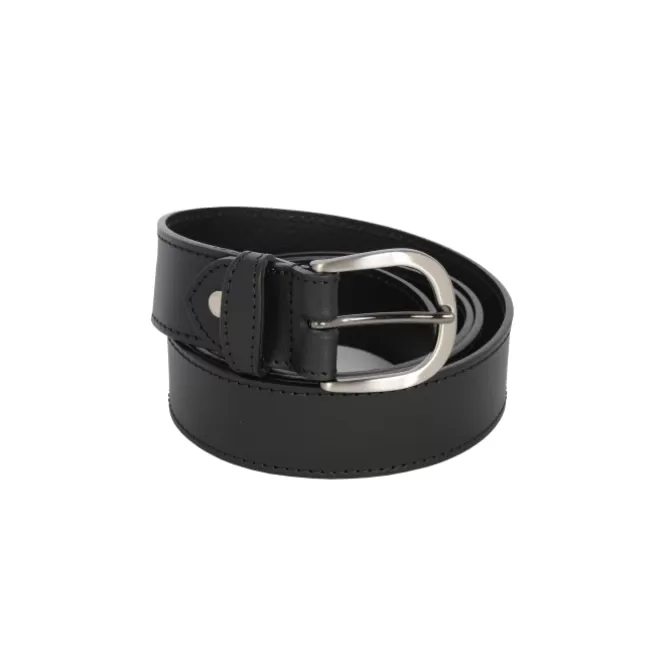 Discount Ceinture cuir noir avec surpiqûre - 35873 Femme Ceinture Cuir Femme