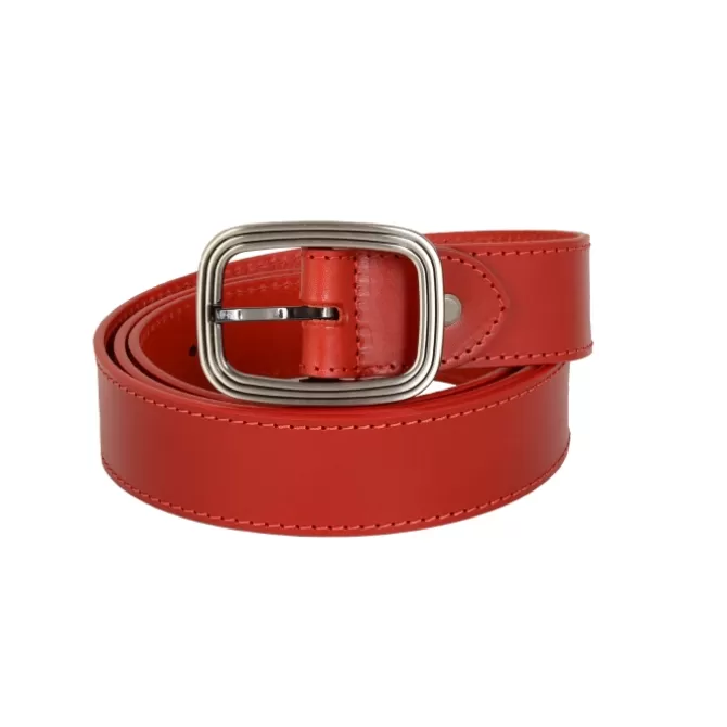 Cheap Ceinture rouge boucle ovale Femme Ceinture Cuir Femme