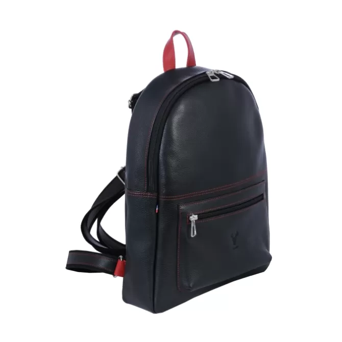 Outlet Sac à dos homme en cuir rouge et noir - Homme Sac-Sacoches Cuir